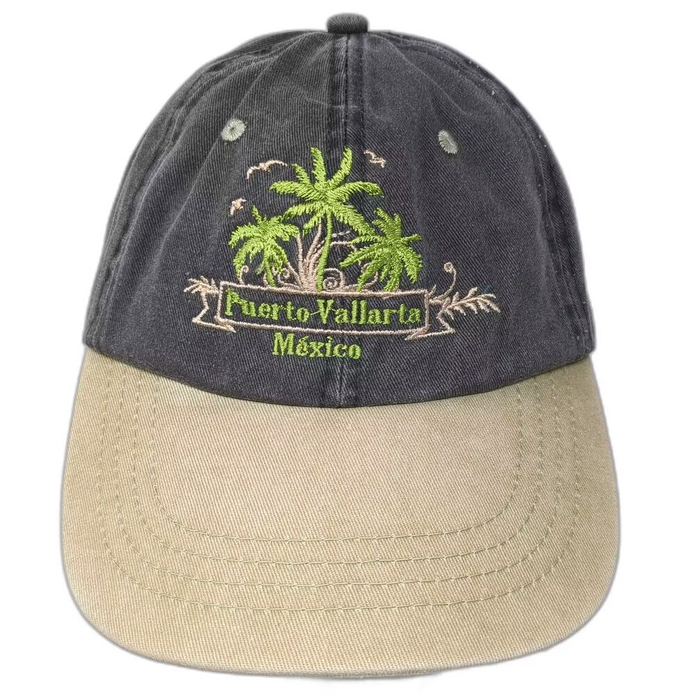 dkps Baseball Cap hat Gray Beige Puerto Vallarta Mexico OS Adjustable Strapback